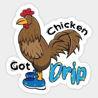 Chicken With Shoes Brown Blue DRIP MEME Sticker